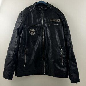 Men’s Black Katie Seth Faux Leather Motorcycle Jacket  Best Wear Collection XXL